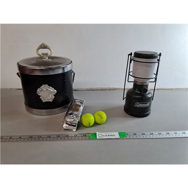 Golf Balls, Ice Bucket, Coleman Battery Powered Lantern- As Is