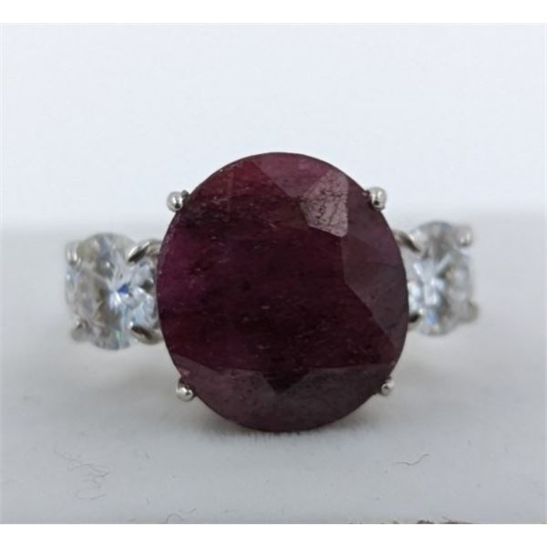 *^4.79 G Certified Silver Ruby gemstone Ring - Size 5 ($7,180 Appraisal)