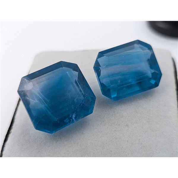 *^42.98 ct Certified Metallic Blue Fluorite gemstone Pair ($10,745 Appraisal)