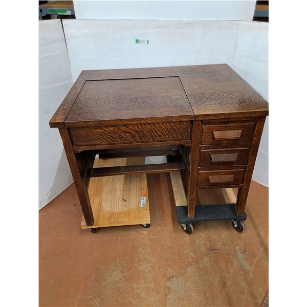 * Vintage Wooden Desk - 42x32x30" - Cannot Ship - Dolly Not Included