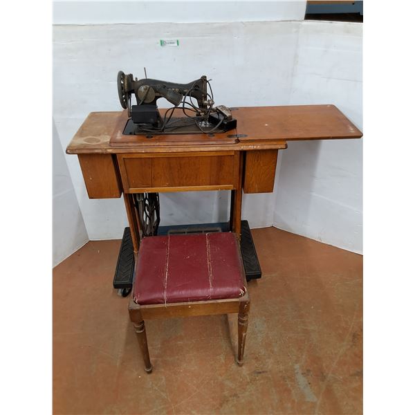 * Antique Singer Sewing Machine 34x16x29" & Chair - Dolly Not Included - Cannot Ship