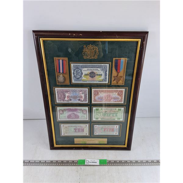 Framed British Military Currency Collection 22" x 16"