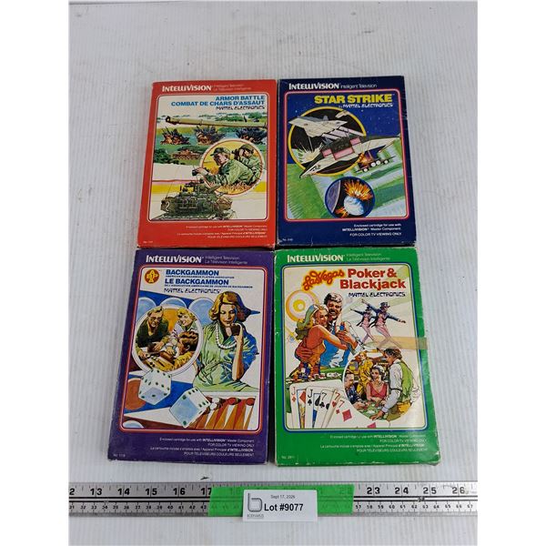 Vintage Intellivision Game Cartridges - Backgammon, Poker & Blackjack. Star Strike, Armor Battle