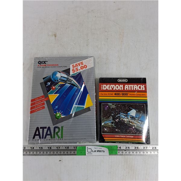 Atari Qix Game Program, Demon Attack Video Game Cartridge - Sealed