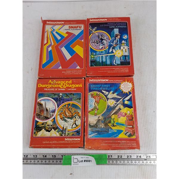 Vintage Intellivision Game Cartridges - Sharp Shot, Snafu, Night Stalker, Treasure of Tarmin