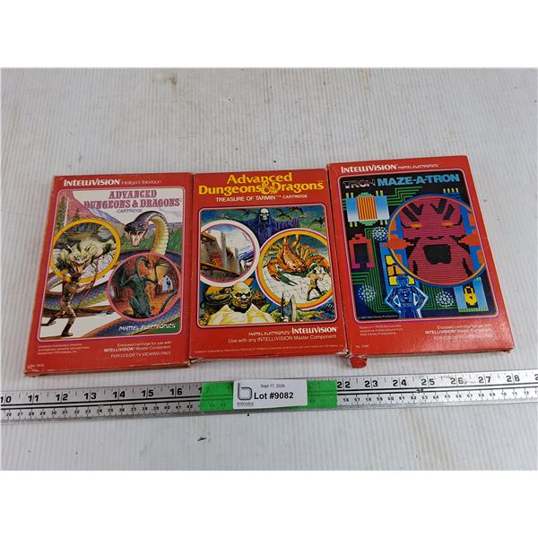 Vintage Intellivision Game Cartridges - Advanced Dungeons & Dragons, Tron Maze A Tron