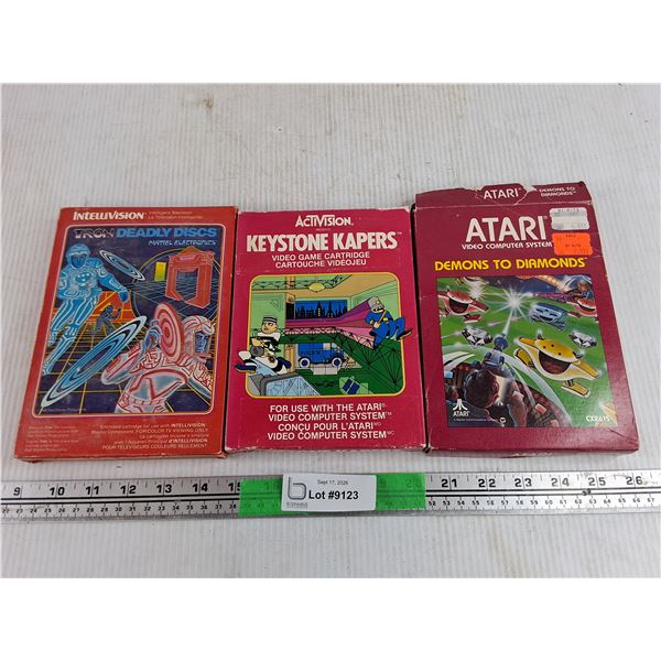 Intellivision & Atari Game Cartridges - Keystone Kapers, Tron Deadly Discs, Demons to Diamonds