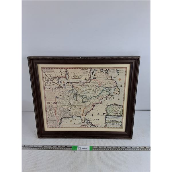 Framed Map of North America 21" x 18"