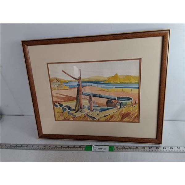 Framed Robert Hurley 1939 Signed Water Color Painting 20.5" x 16.25"
