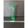 Image 1 : Uranium Glass Ruffled Vase 9.5" Tall