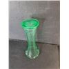 Image 3 : Uranium Glass Ruffled Vase 9.5" Tall
