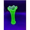 Image 4 : Uranium Glass Ruffled Vase 9.5" Tall