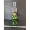 Image 1 : Uranium Glass Oil Lamp with Chimney 18.5" Tall