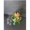 Image 2 : Uranium Glass Oil Lamp with Chimney 18.5" Tall