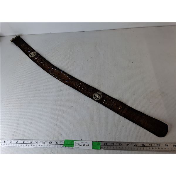 Leather Belt with WWII Medal Decals 37.5" Long