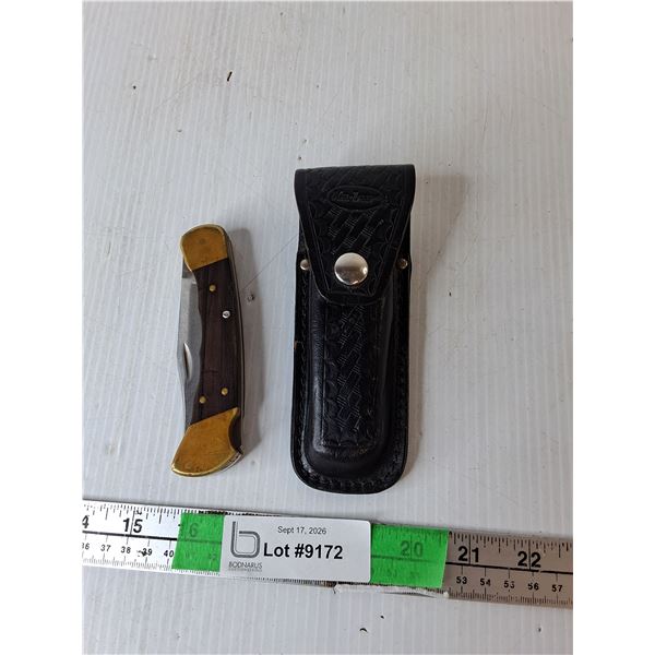 Buck 110 Pocket Knife 8.5" & Leather Sheath
