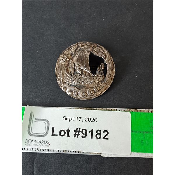 Sterling Silver Viking Themed Brooch
