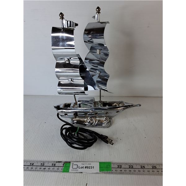 Mid Century Chrome Ship Table Lamp 12.75" Tall- As Is