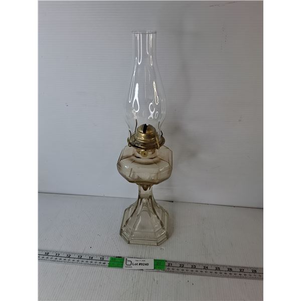 Glass Oil Lamp, Burner & Chimney 18"-Non Matching