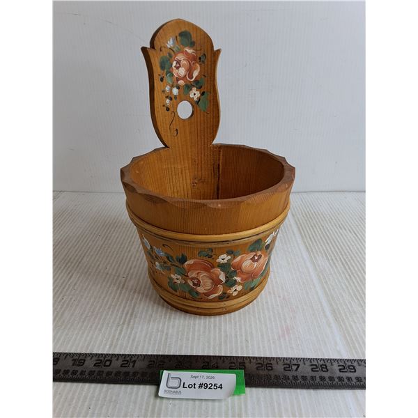 Scandinavian Hand Painted Wooden Bucket