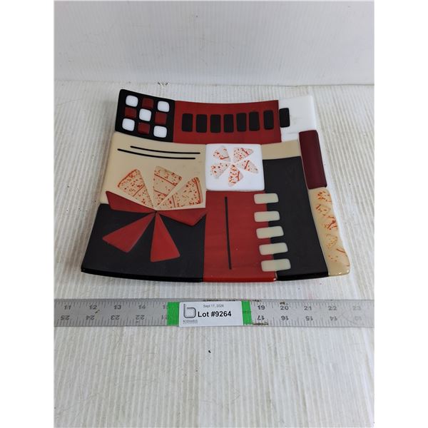 Geometric Fused Glass Decorative Tray-11"x11"