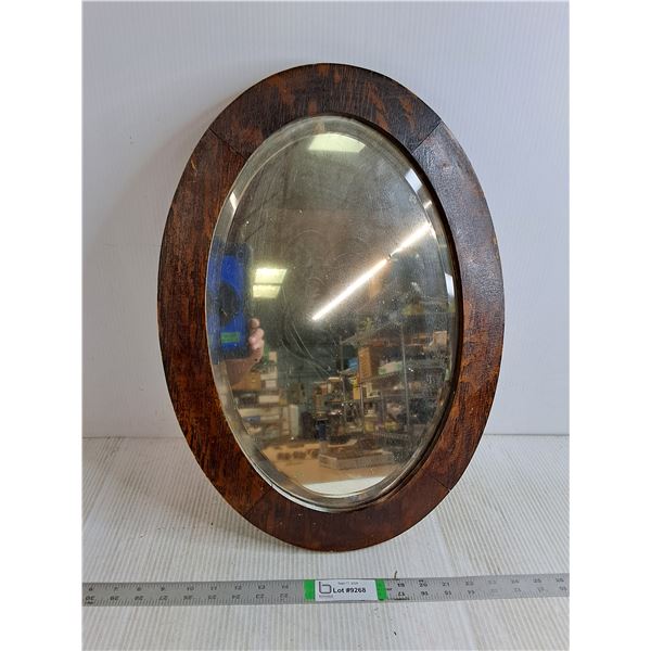 Vintage Wooden Oval Wall Mirror-21"x15"