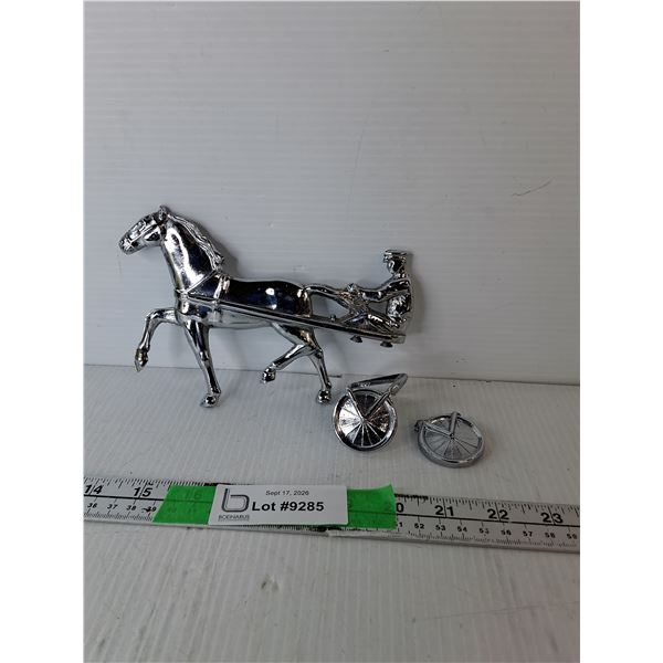 Chrome Model Horse, Driver & Cart- As Is
