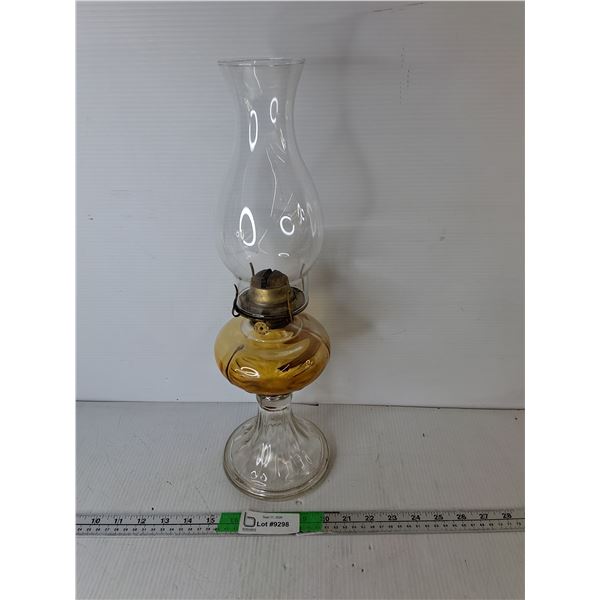 Glass Oil Lamp & Chimney 18"
