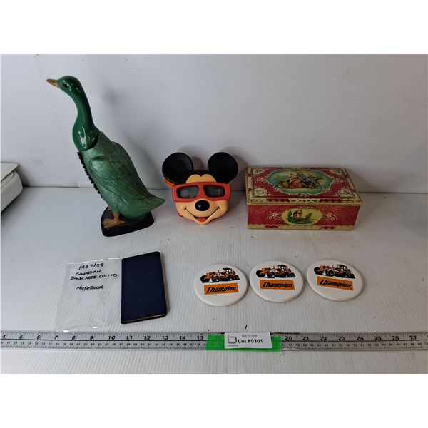 Mickey Mouse Viewfinder, Bird Style Hand Broom, Champion Coasters, Misc.