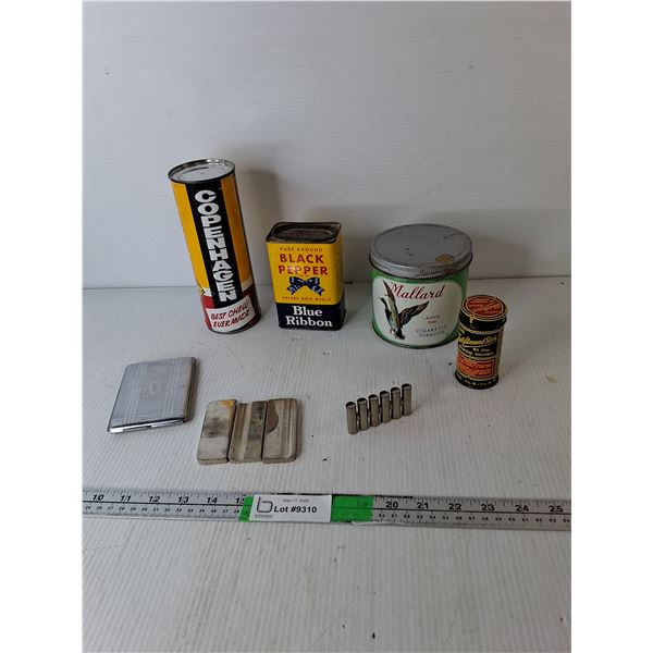 Tuning Whistle, Cigarette Case, Mallard Tobacco Tin, Misc.