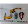 Image 1 : Vintage Diecast Farm Truck, Excavator, Trailor Frame, Blade