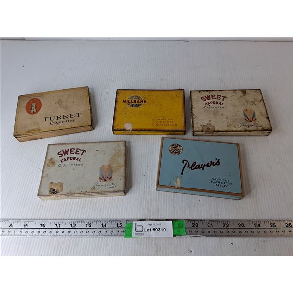 (5) Vintage Cigarette Tins & Checkers