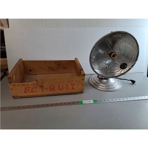 Wooden Fruit Crate 17.75" x 12" x 6" & Reliance Heat Lamp- No Power, Can't Ship