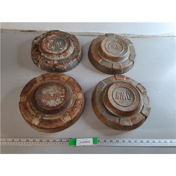 (4) Vintage GMC Hubcaps 10.75" Diameter