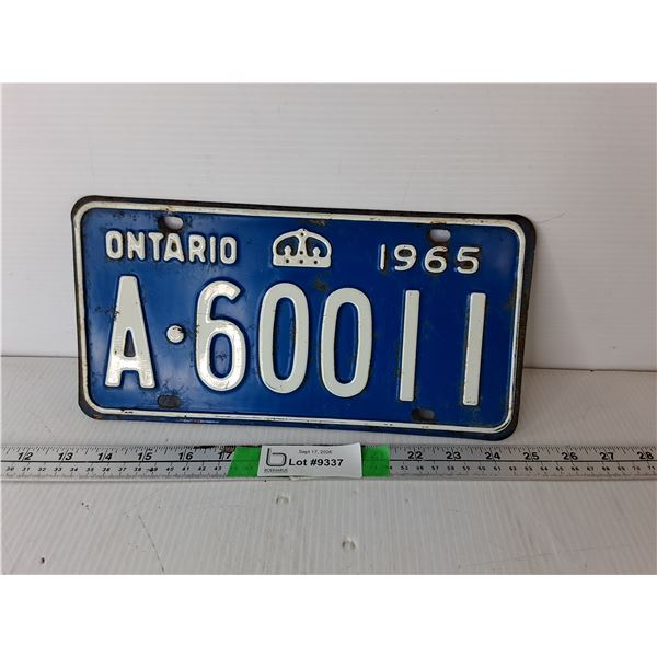 Ontario 1965 License Plate