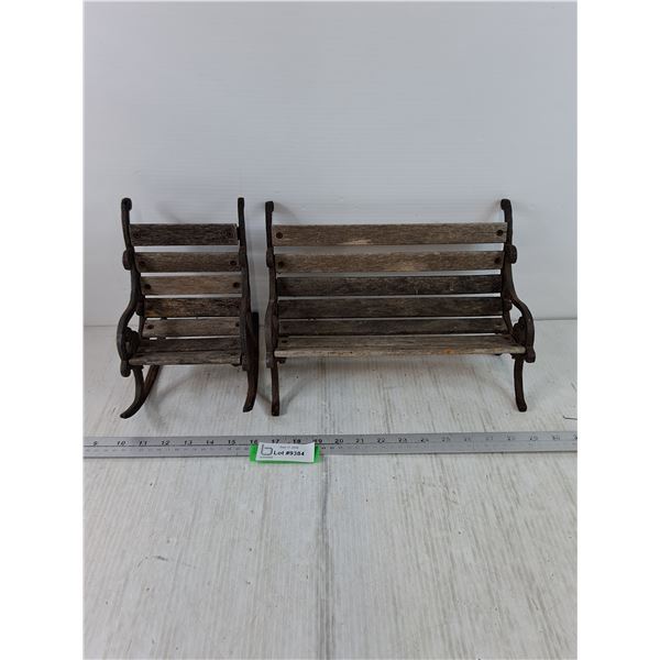 Miniature Metal & Wood Rocking Chair and Park Bench