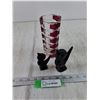 Image 1 : (2) Small Black Bird Sculptures, (1) Pink and Clear Glass Vase