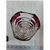 Image 7 : (2) Small Black Bird Sculptures, (1) Pink and Clear Glass Vase