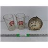 Image 1 : Calgary Glass Coffee Mugs, Westclox Big Ben Desk Clock - As Is
