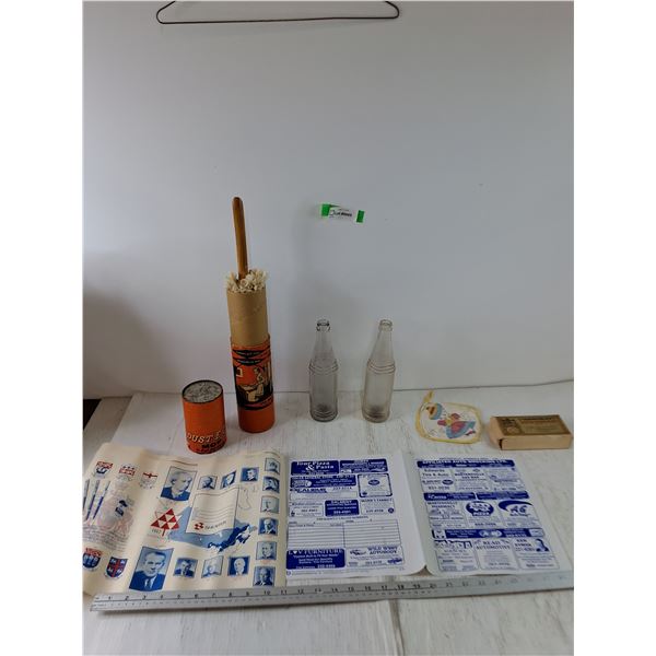 Dust-E-Zy Mop With Tube, (2) Hices RB Bottles, Jodoformgaas Box, (3) Confederation Posters, Misc
