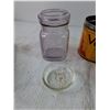 Image 4 : Toy Grain Cart, Perfect Seal Jar, (2) Tobacco Tins, Doll Head, Wooden Rings