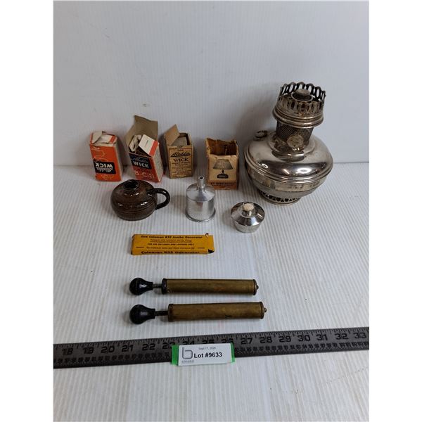 Vintage Aladdin Kerosene Oil Lamp & Misc Pieces