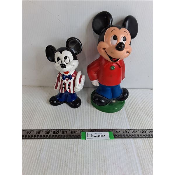 (2) Vintage Walt Disney Mickey Mouse Figures - 9" & 12"