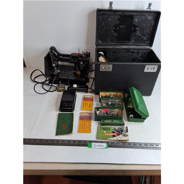 Vintage Singer Electric Sewing Machine Kit w/ Assorted Parts - Tested & Working - Cannot Ship