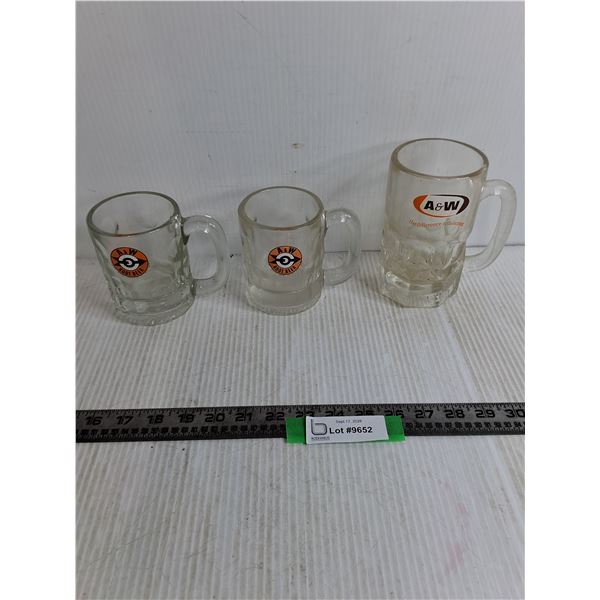 (3) A&W Glass Mugs