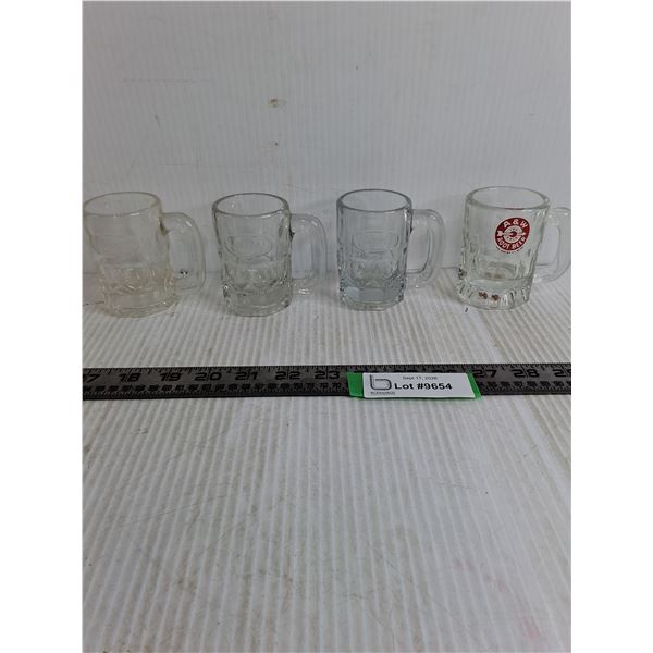 (4) A&W Small Glass Mugs