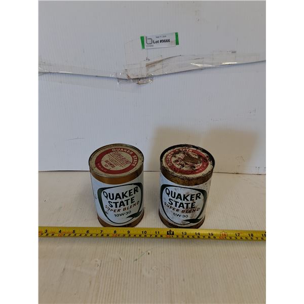 (2) Quaker State Cans Of Motor Oil, Full-Cannot Ship