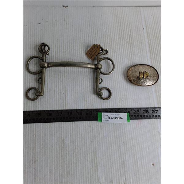 Horse Bit & German Silver Montana Silversmiths Belt Buckle