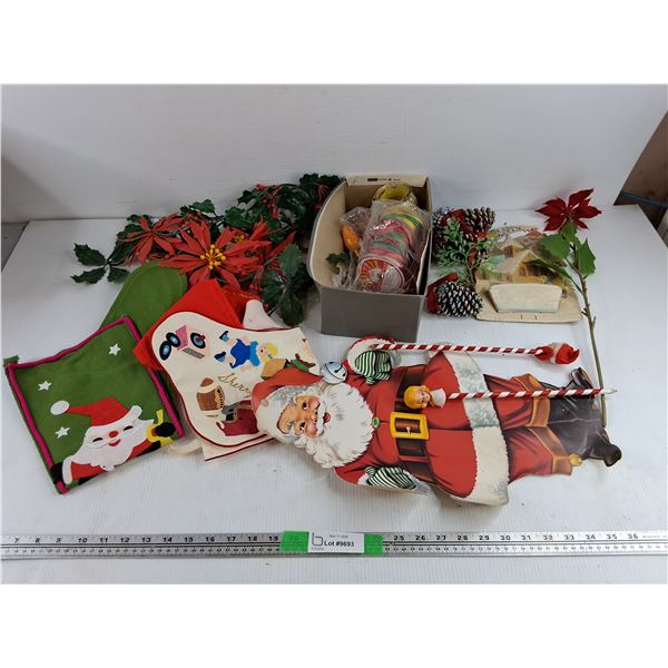 Christmas Decorations, Pencils, Ribbons, Candle
