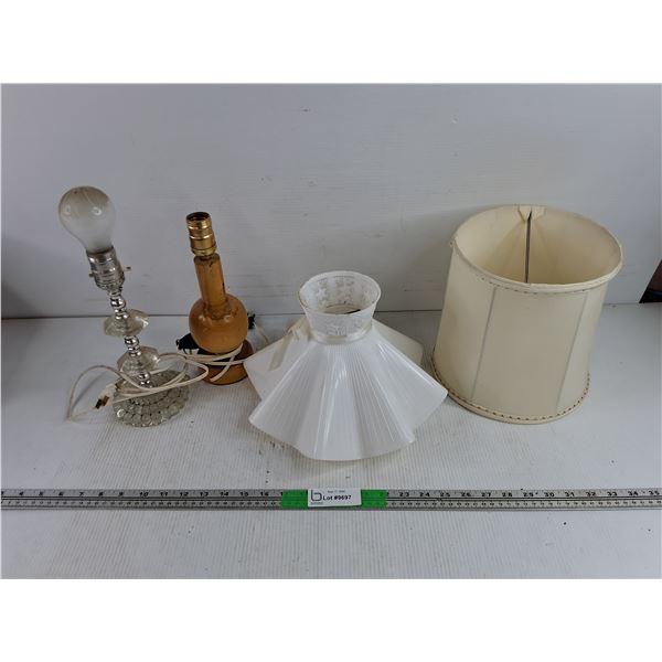 Vintage Desk Lamps & Shades - Powers On, As Is